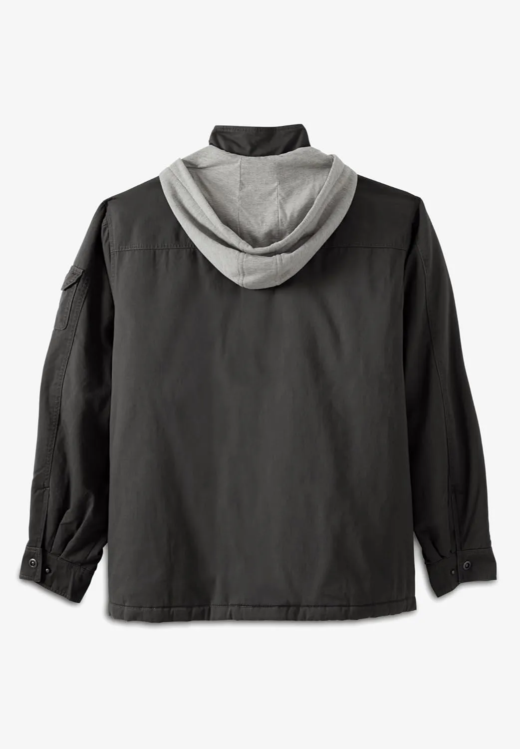 Boulder Creek by Kingsize Men's Big & Tall 9 Pocket Twill Utility Jacket with Removable Hood