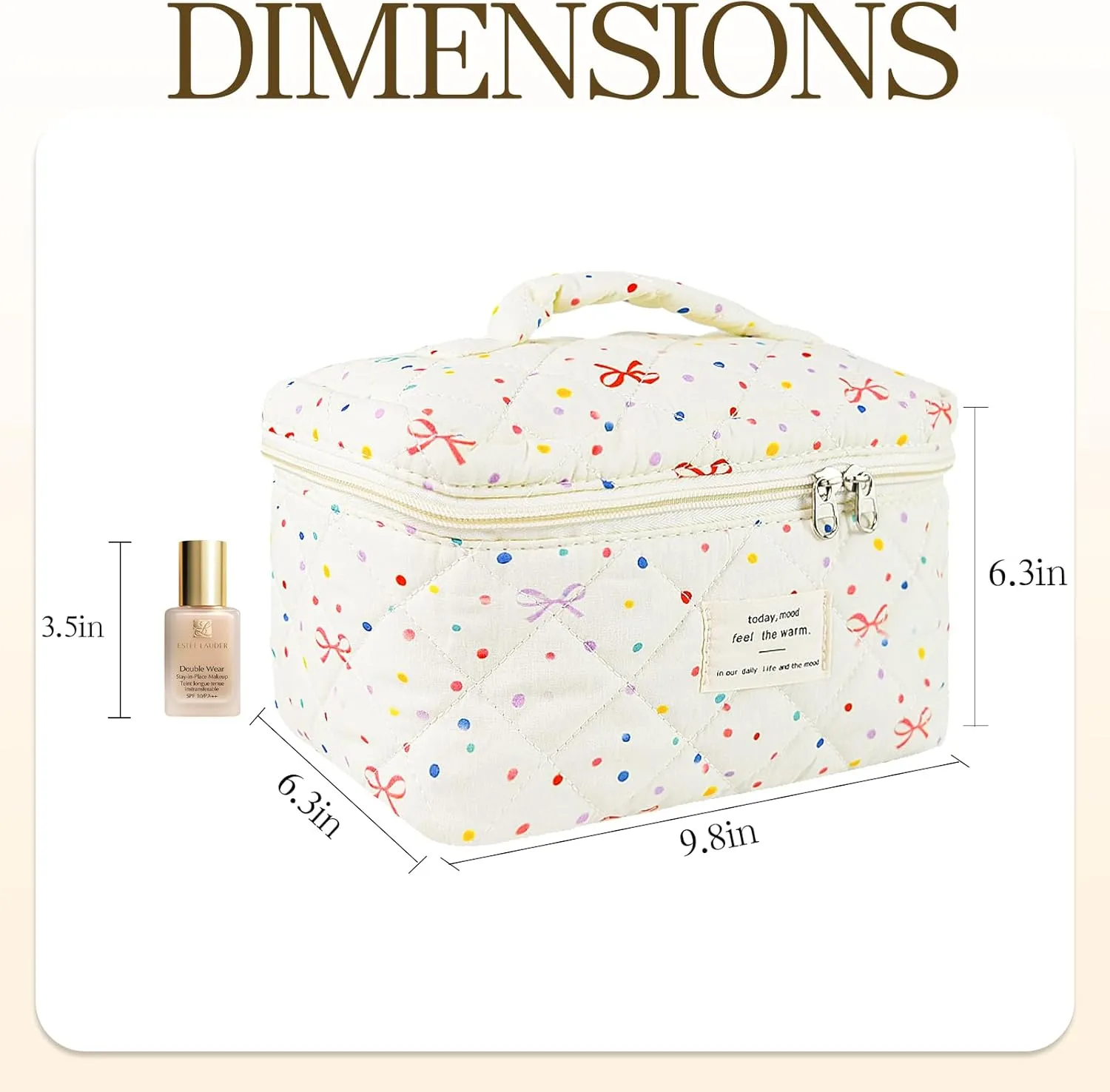 Bow Makeup Bag Organizer, Travel Makeup Bags for Women, Quilted Cosmetic Bag for Women, Large Travel Toiletry Bag, Cute Makeup Bags for Teen Girls, Cute Toiletry Bag Organizer