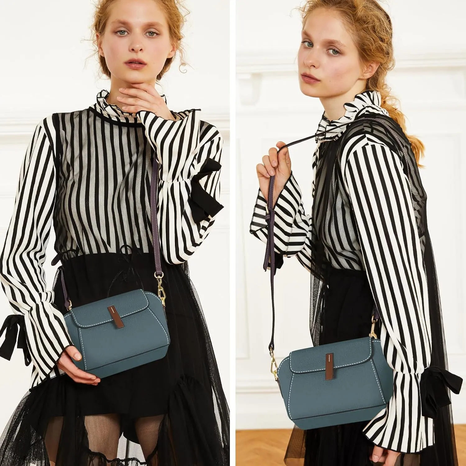 BOYATU Small Leather Crossbody Bags for Women: Genuine Leather Purse for Ladies - Retro Shoulder Handbags for Travel Commute