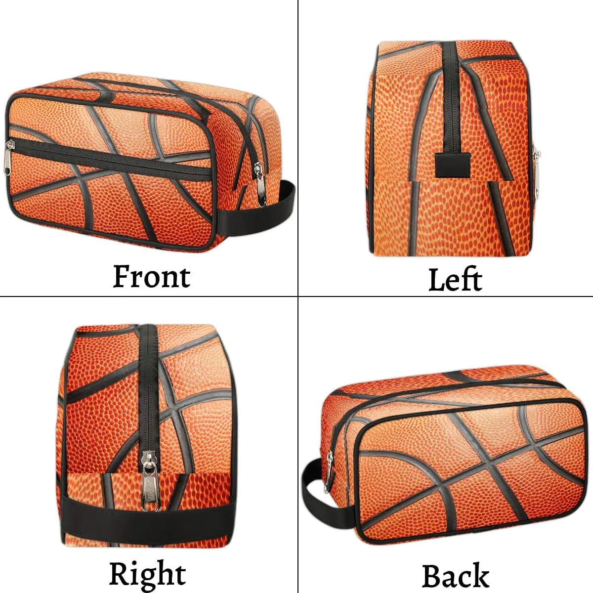 Boys Travel Toiletry Bag Basketball Texture Kids Waterproof Hanging Dopp Kit, Wash Bag with Large Capacity for Travel, Sports, Shower