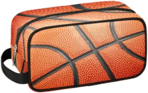 Boys Travel Toiletry Bag Basketball Texture Kids Waterproof Hanging Dopp Kit, Wash Bag with Large Capacity for Travel, Sports, Shower
