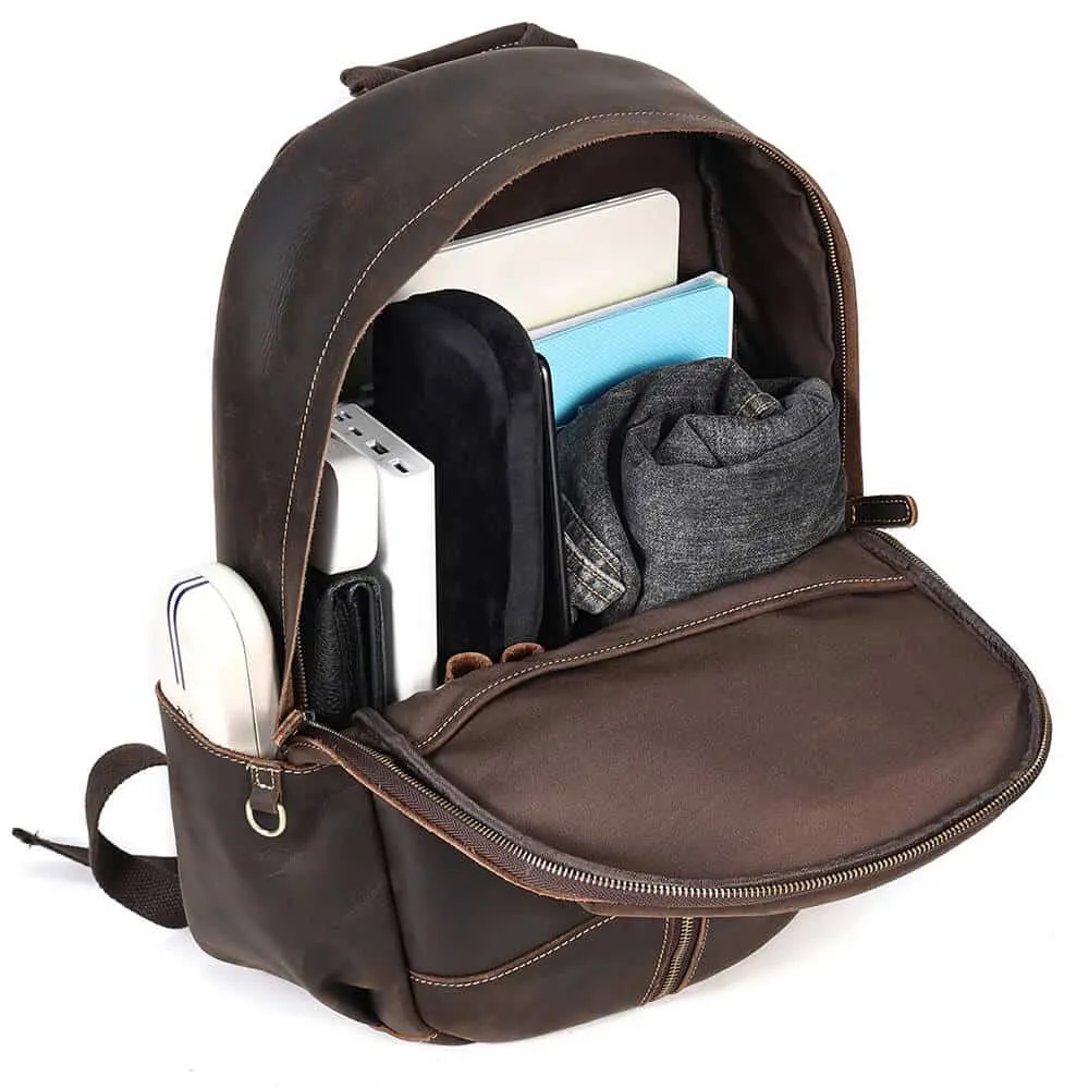 ﻿Brown Damrie Leather Backpack