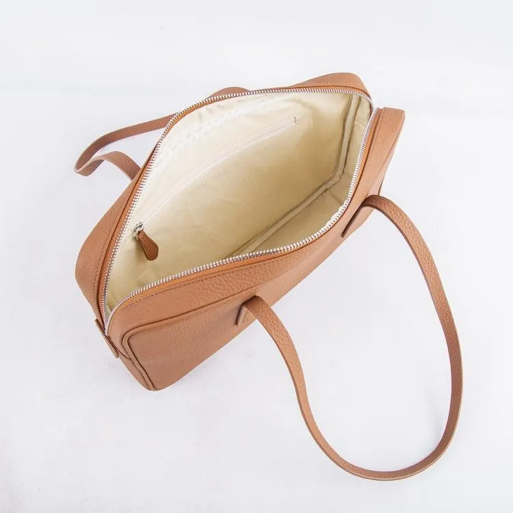 Brown Top Grain Cow Leather Underarm Bag | Handbag