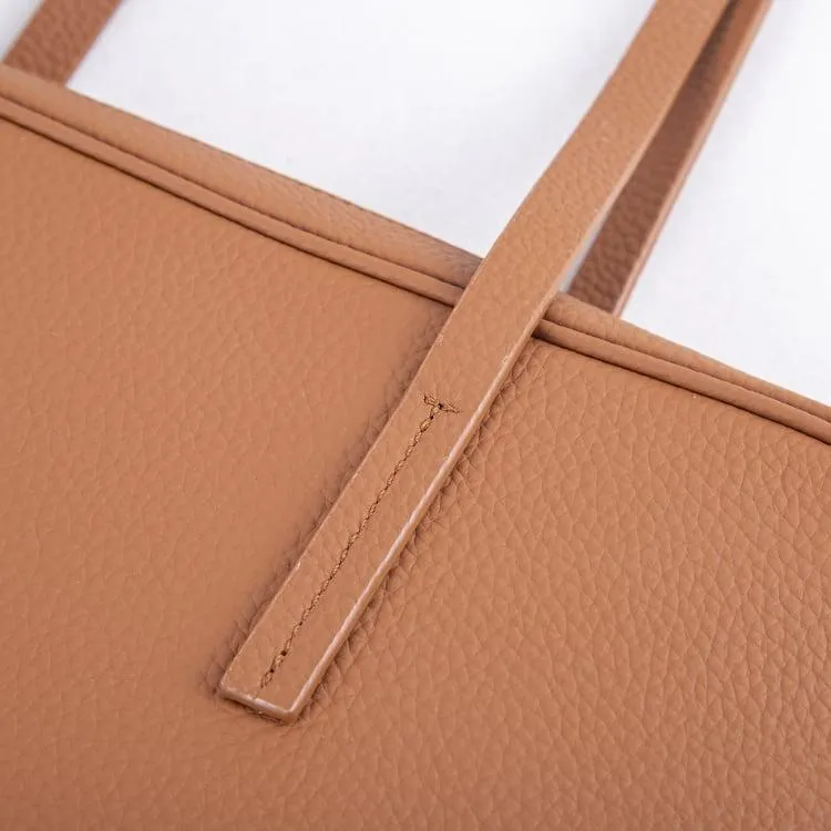 Brown Top Grain Cow Leather Underarm Bag | Handbag