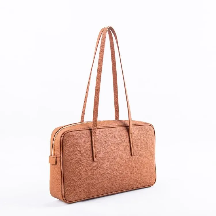 Brown Top Grain Cow Leather Underarm Bag | Handbag