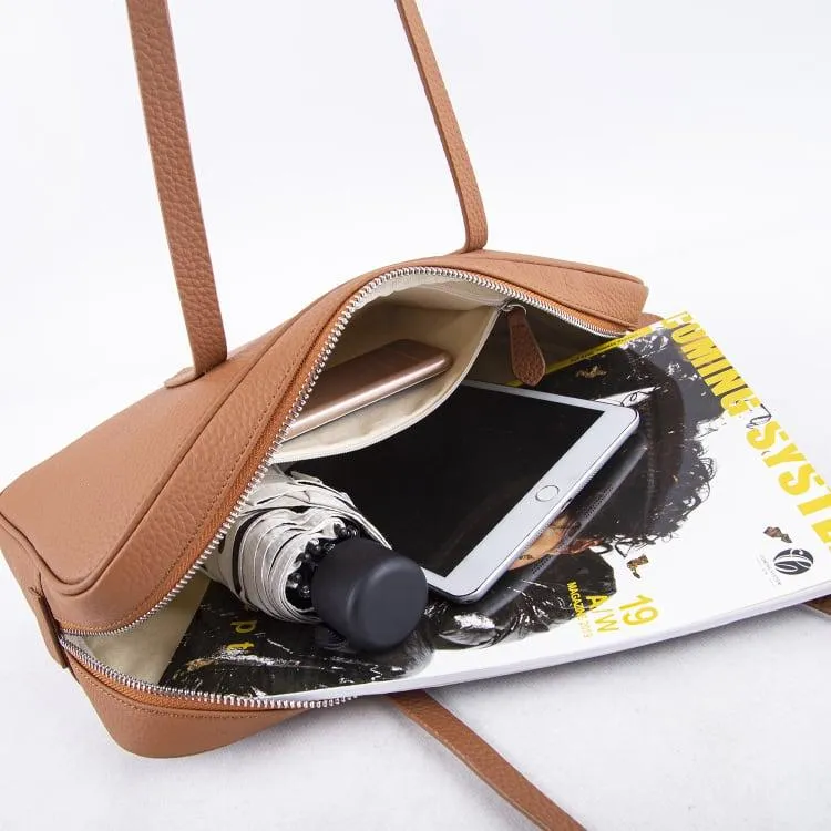 Brown Top Grain Cow Leather Underarm Bag | Handbag