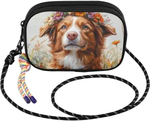 Brown White Dog Garland Small Crossbody Bags for Women Cell Phone Purses Women's Shoulder Handbag Wallet Purse