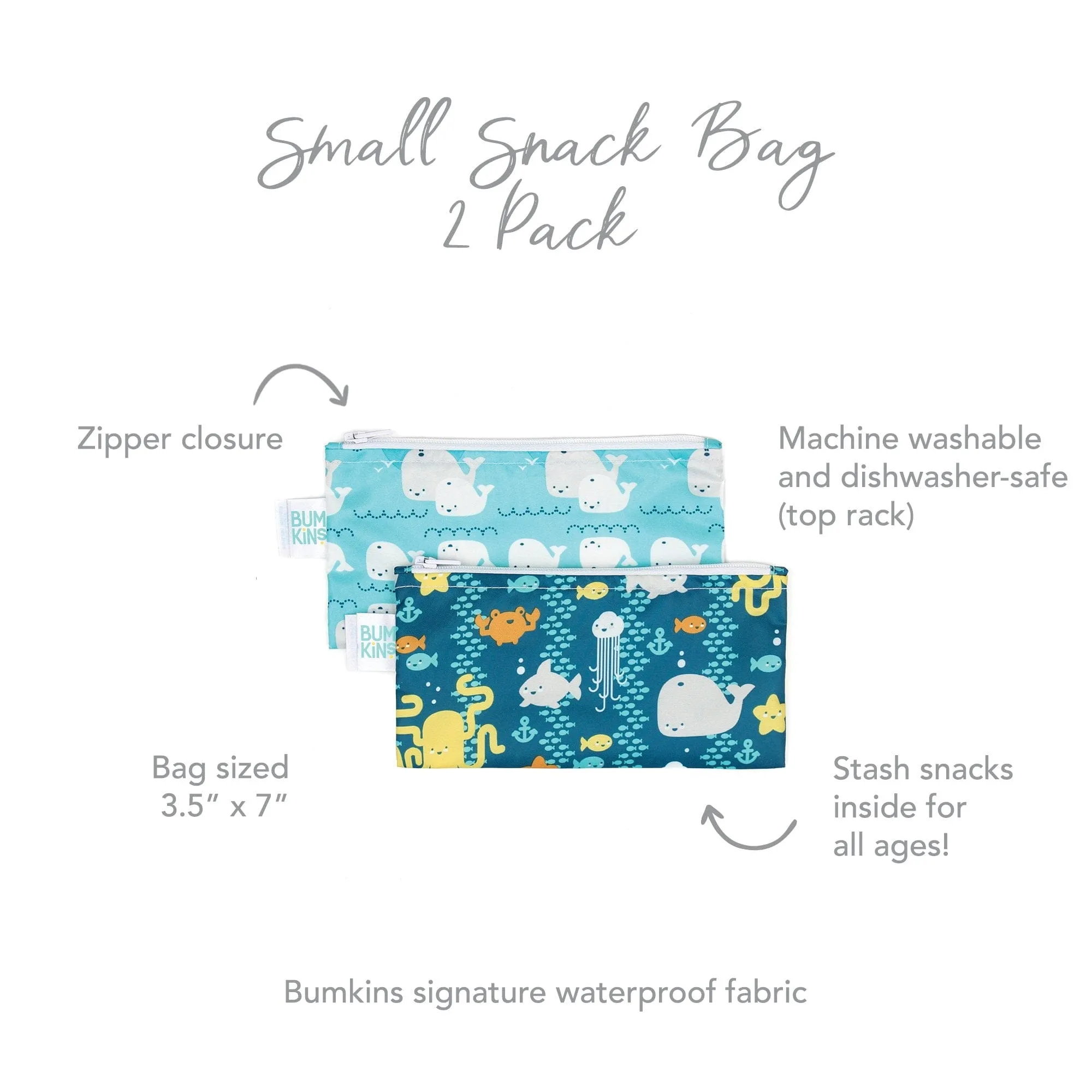 Bumkins Reusable Small Snack Bag, Set of 2