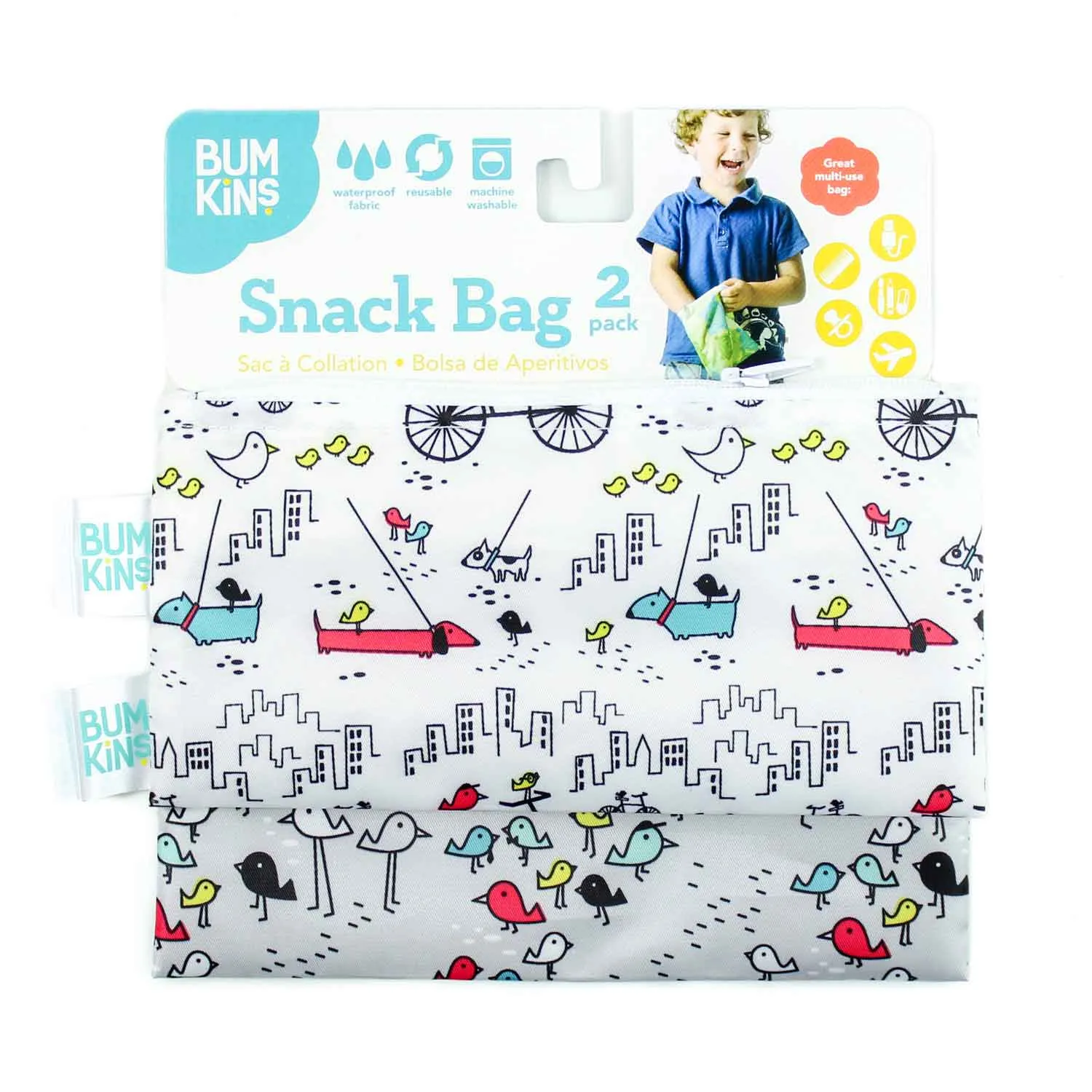 Bumkins Reusable Small Snack Bag, Set of 2