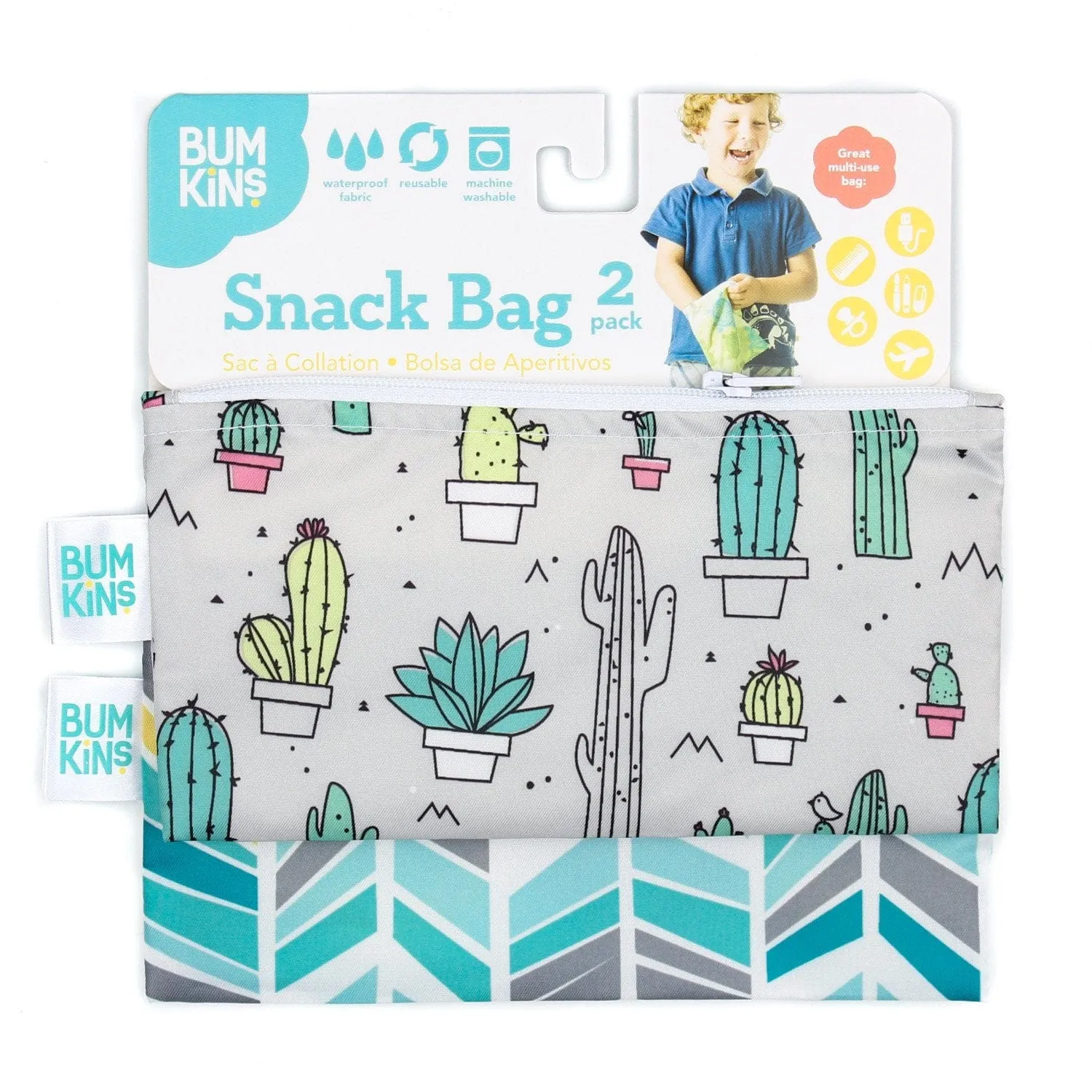 Bumkins Reusable Small Snack Bag, Set of 2