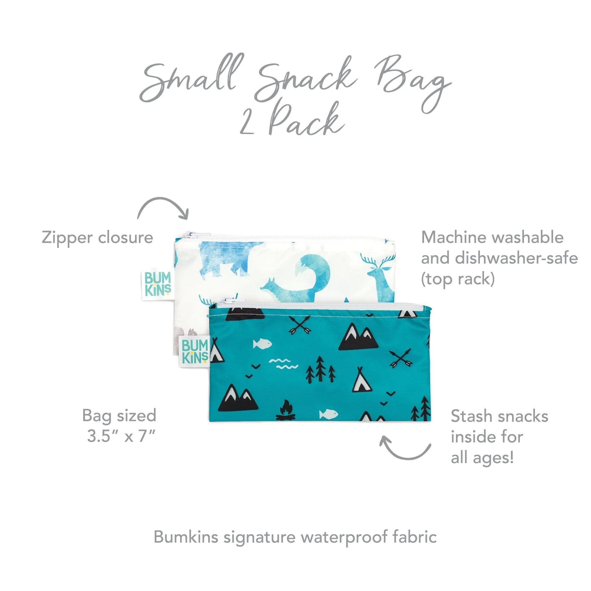 Bumkins Reusable Small Snack Bag, Set of 2