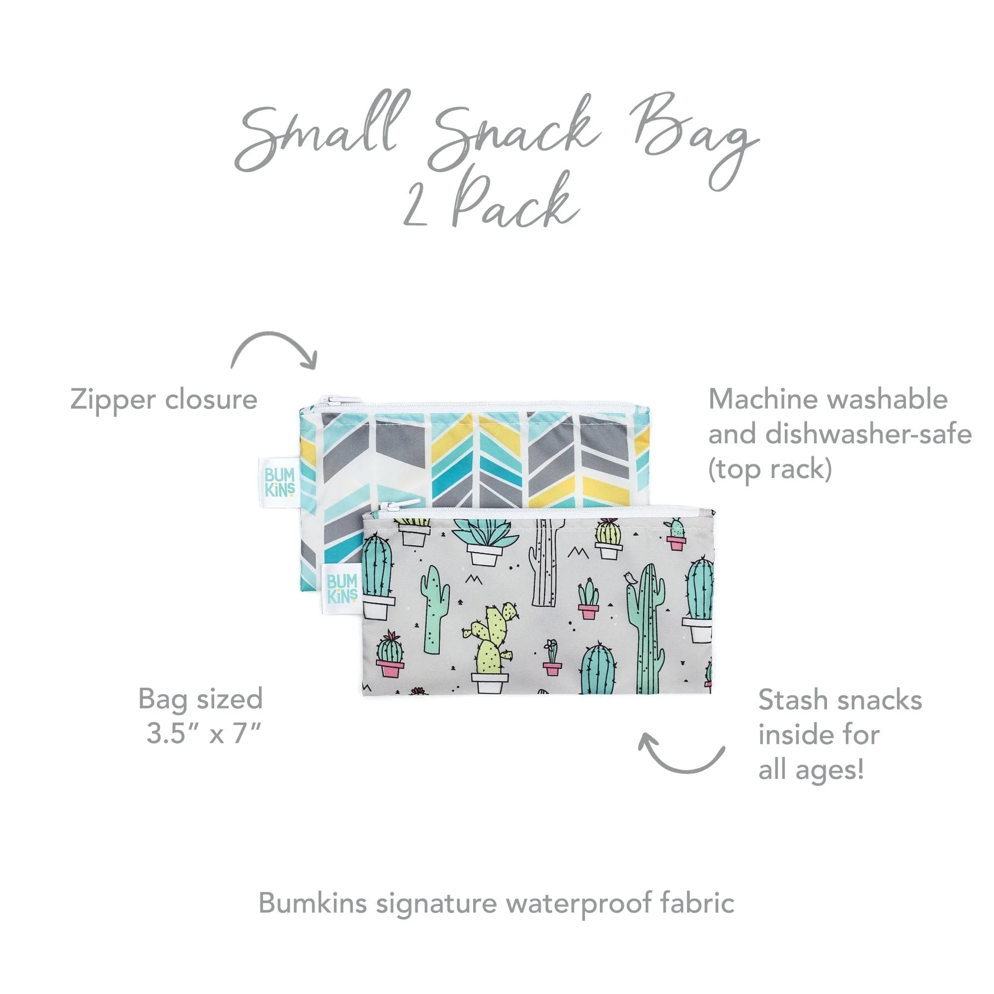 Bumkins Reusable Small Snack Bag, Set of 2