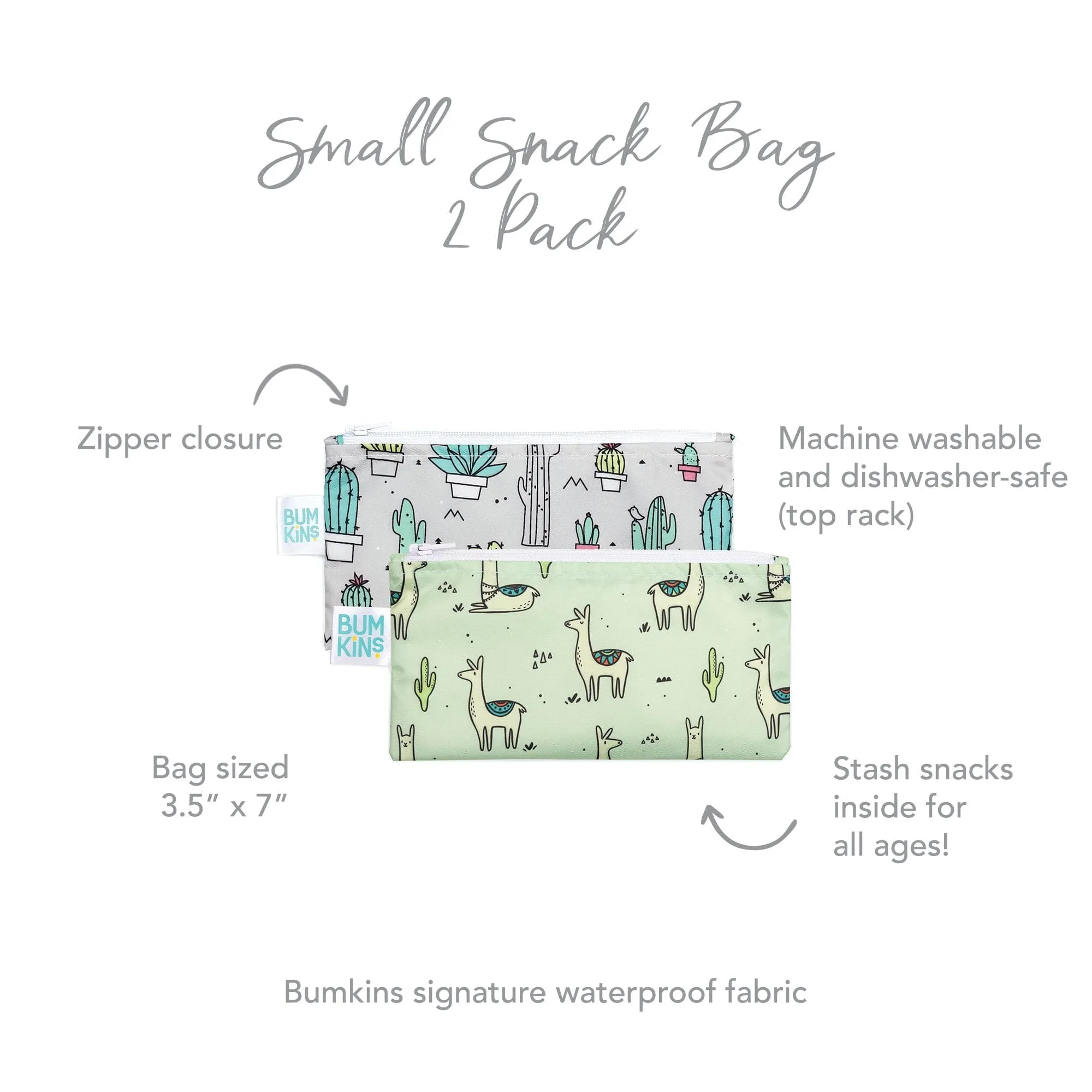 Bumkins Reusable Small Snack Bag, Set of 2