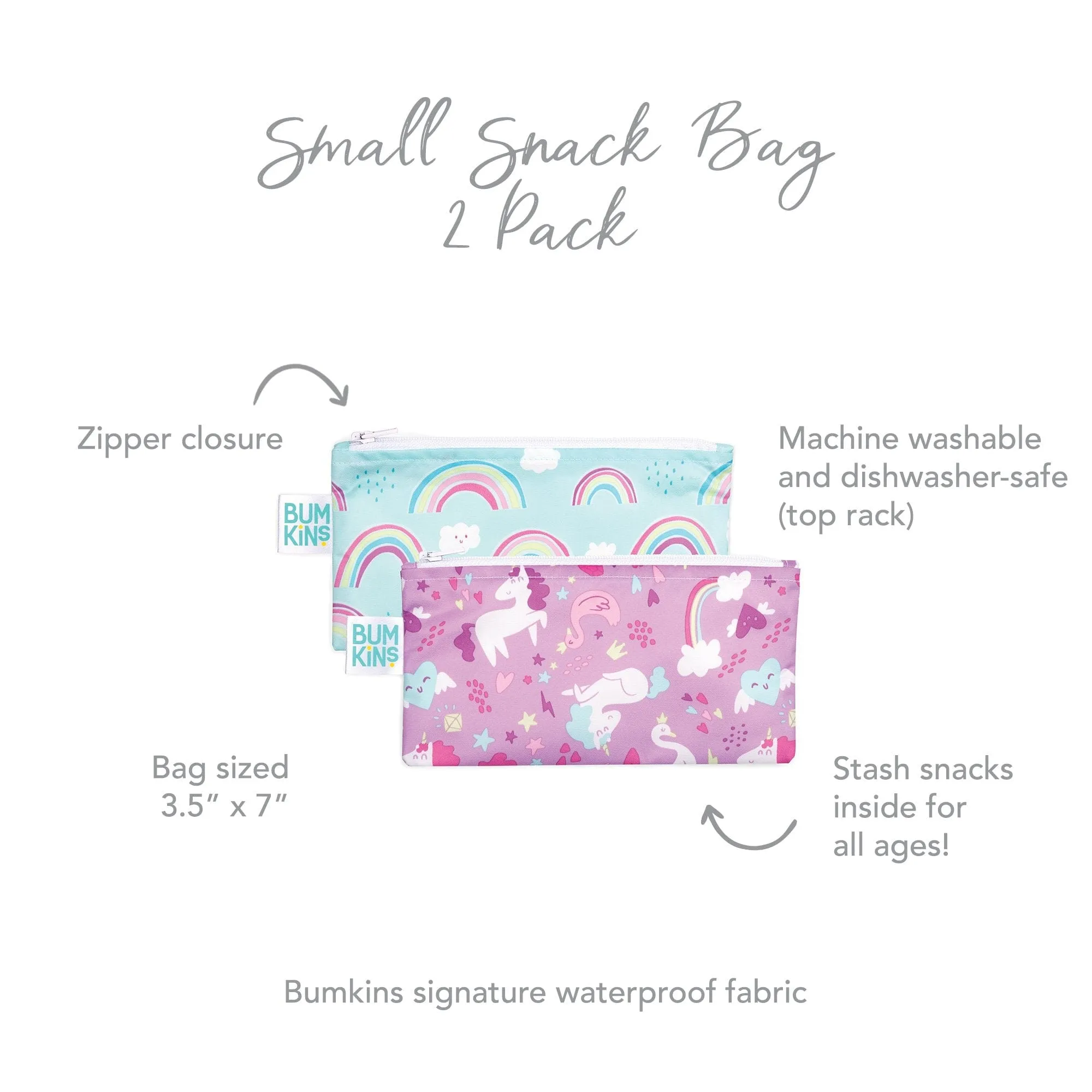 Bumkins Reusable Small Snack Bag, Set of 2