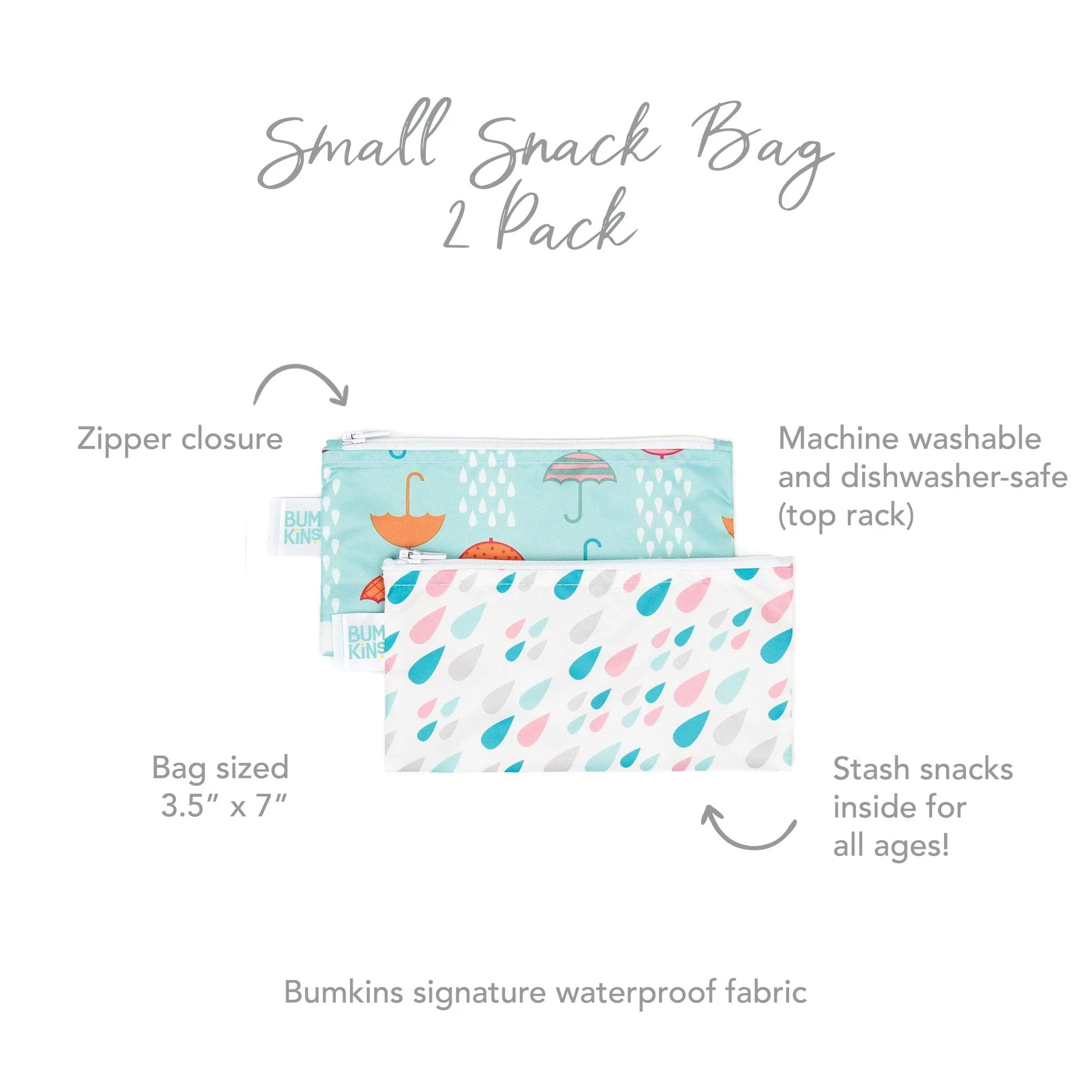 Bumkins Reusable Small Snack Bag, Set of 2