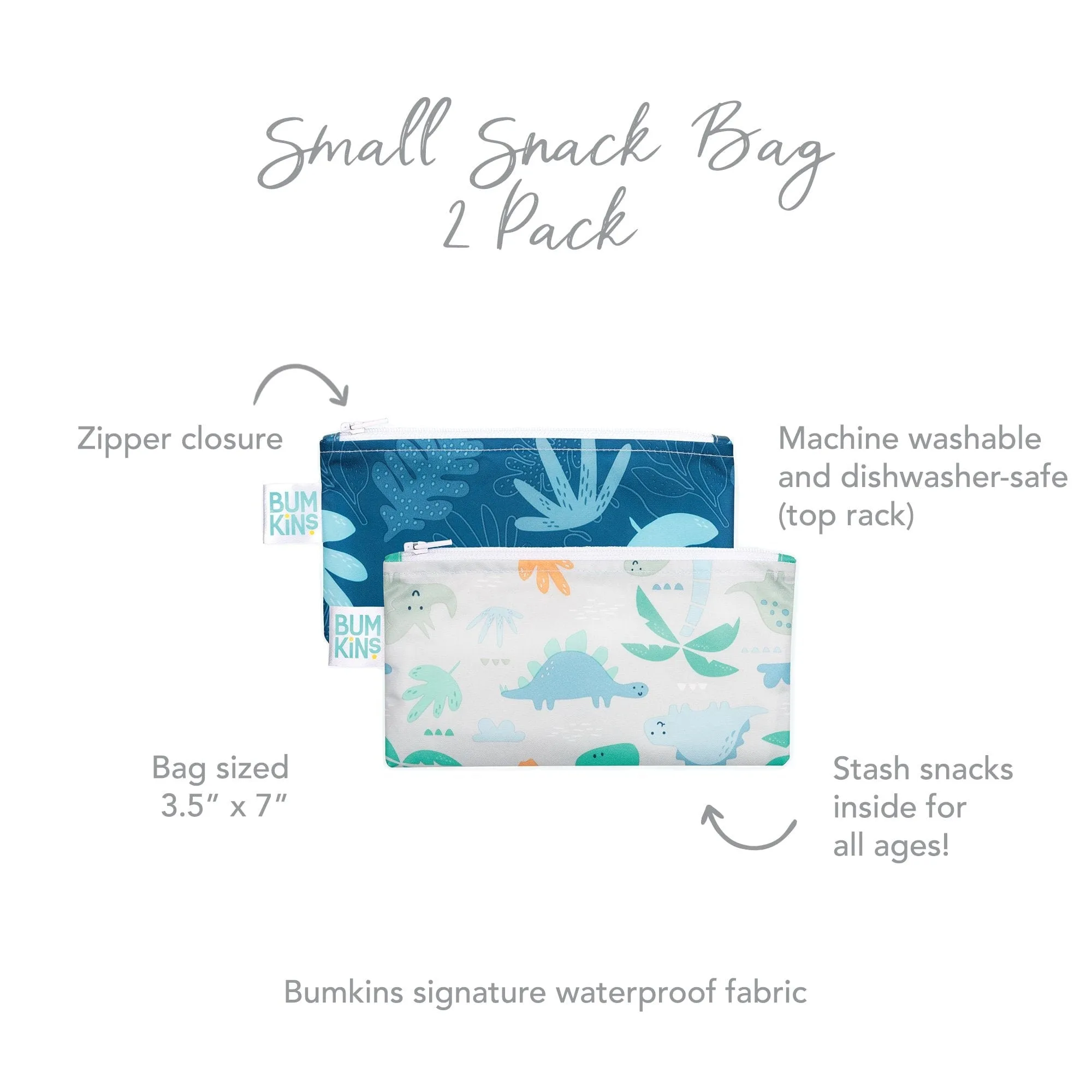 Bumkins Reusable Small Snack Bag, Set of 2
