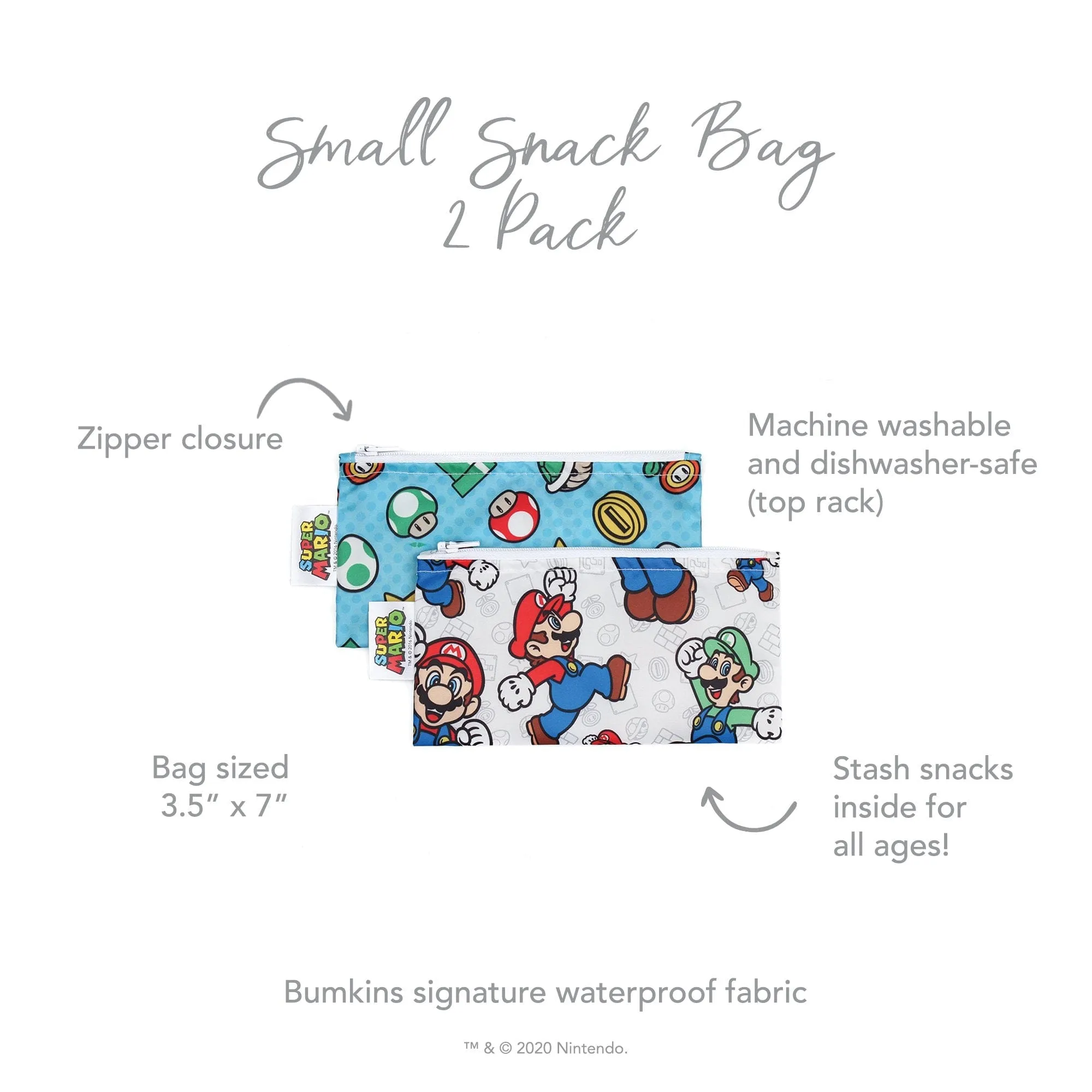 Bumkins Reusable Small Snack Bag, Set of 2