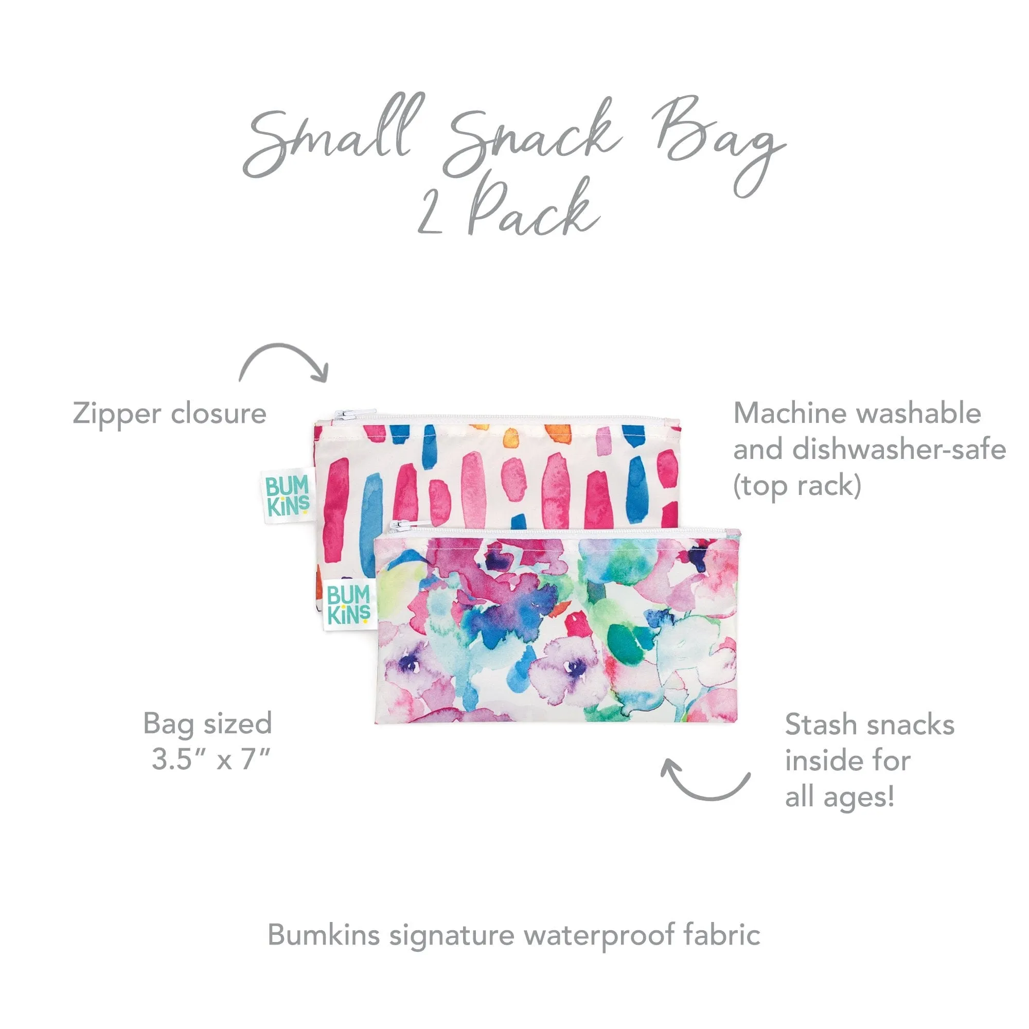 Bumkins Reusable Small Snack Bag, Set of 2