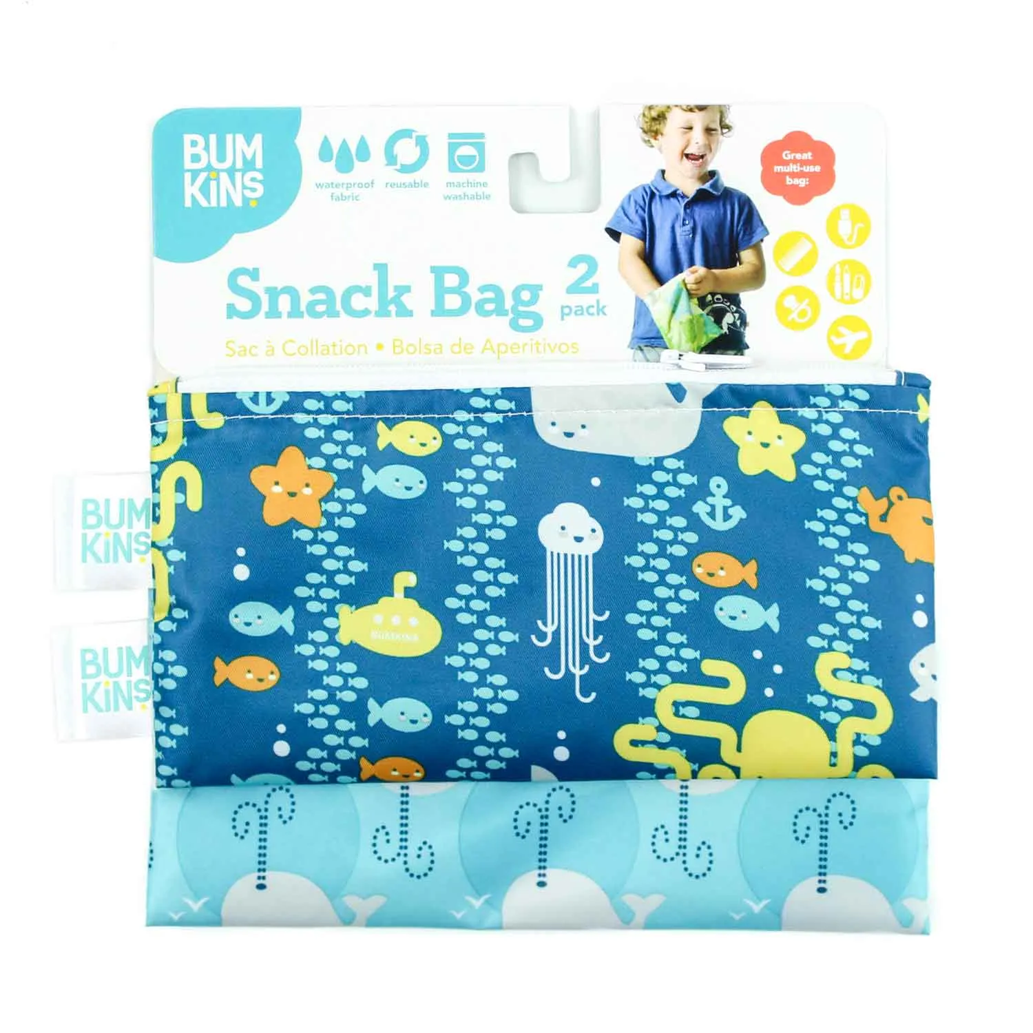 Bumkins Reusable Small Snack Bag, Set of 2