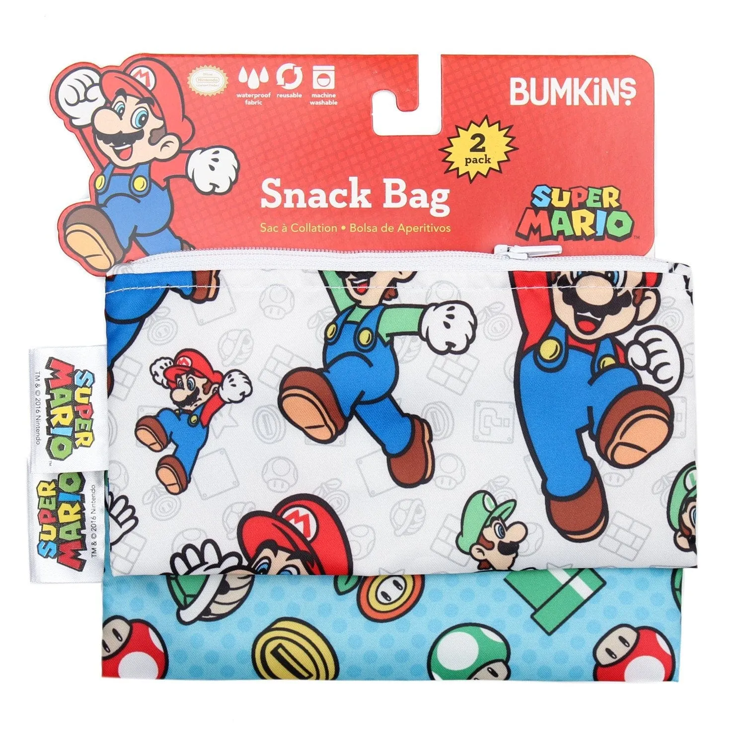 Bumkins Reusable Small Snack Bag, Set of 2