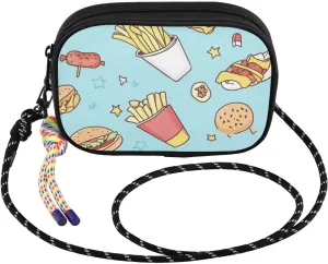 Burger Soda Bread Crossbody Bags for Women Cell Phone Purses Women's Shoulder Handbag Wallet Purse with Rope Pendant