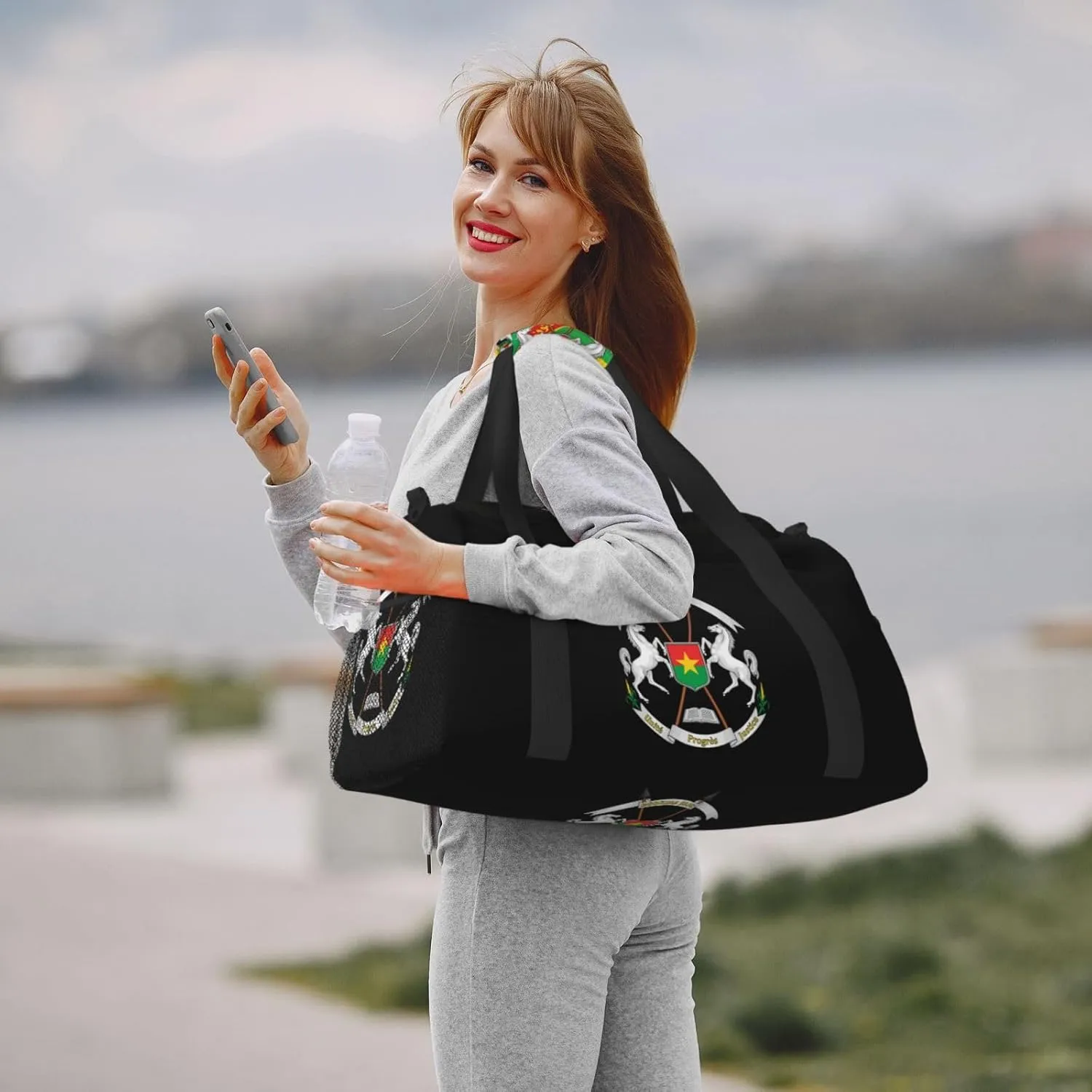 Burkina Faso National Emblem Travel Duffel Bag Large Foldable Waterproof Overnight Bag For Beach Swim Bags Pool Sports Gym