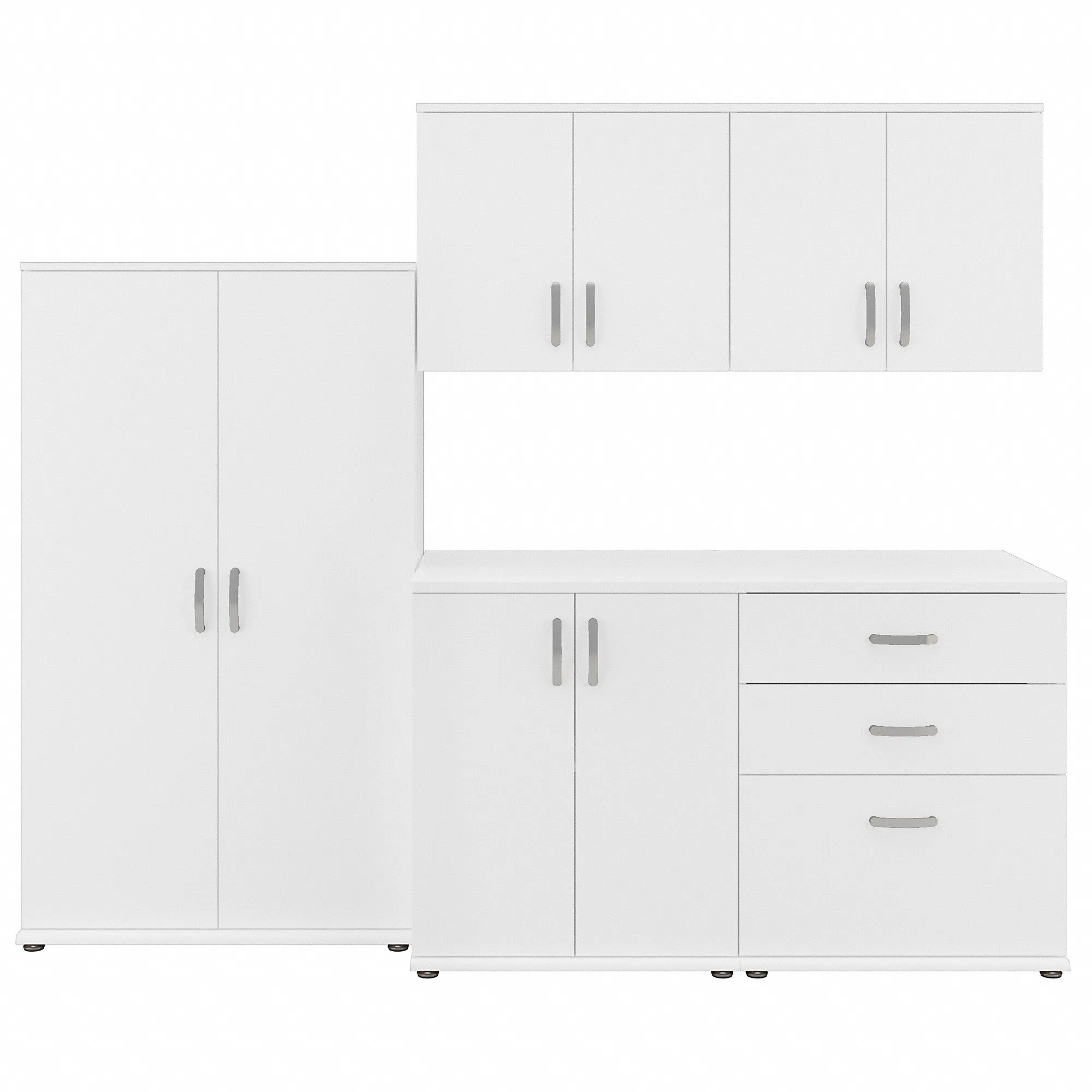 Bush Business Furniture Universal 92W 5 Piece Modular Storage Set with Floor and Wall Cabinets