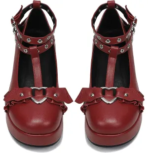 BYOMIGY Mary Jane Shoes Women Goth Platform Heels Chunky Heel Pumps with Ankle Strap Wedge Heels for Women