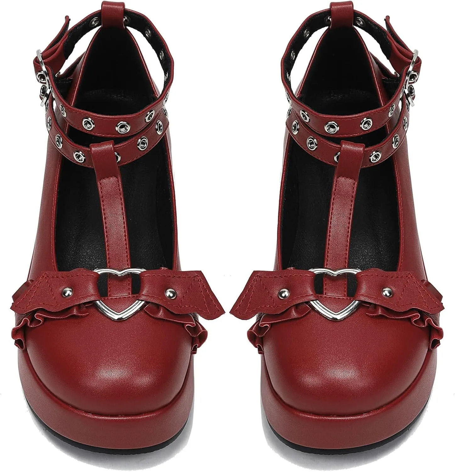 BYOMIGY Mary Jane Shoes Women Goth Platform Heels Chunky Heel Pumps with Ankle Strap Wedge Heels for Women