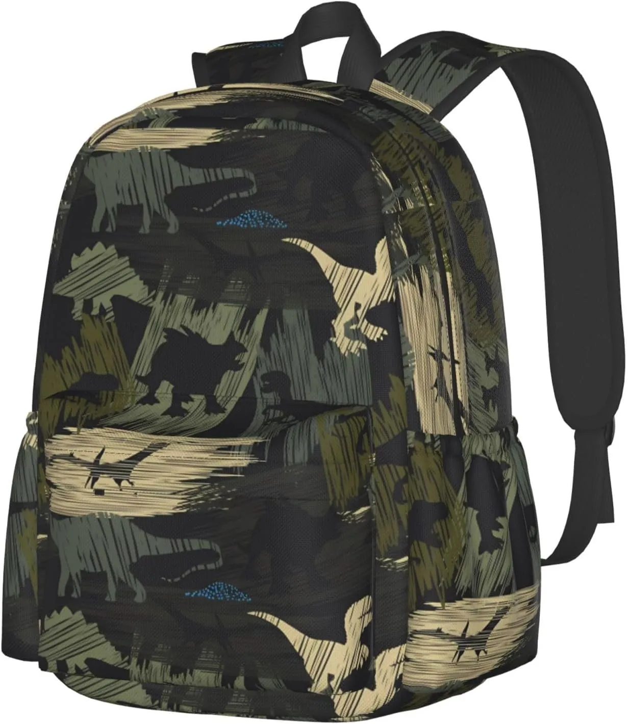 Camouflage Dinosaur Pattern Laptop Backpack Shoulder Bag Laptop Pack Travel Backpacks Commuter Back Pack Casual Daypack Bags With Side Pockets