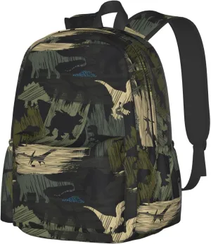 Camouflage Dinosaur Pattern Laptop Backpack Shoulder Bag Laptop Pack Travel Backpacks Commuter Back Pack Casual Daypack Bags With Side Pockets