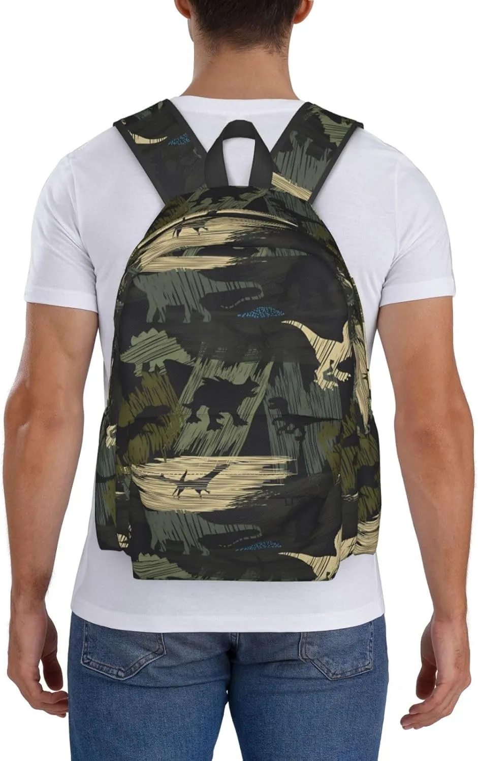 Camouflage Dinosaur Pattern Laptop Backpack Shoulder Bag Laptop Pack Travel Backpacks Commuter Back Pack Casual Daypack Bags With Side Pockets