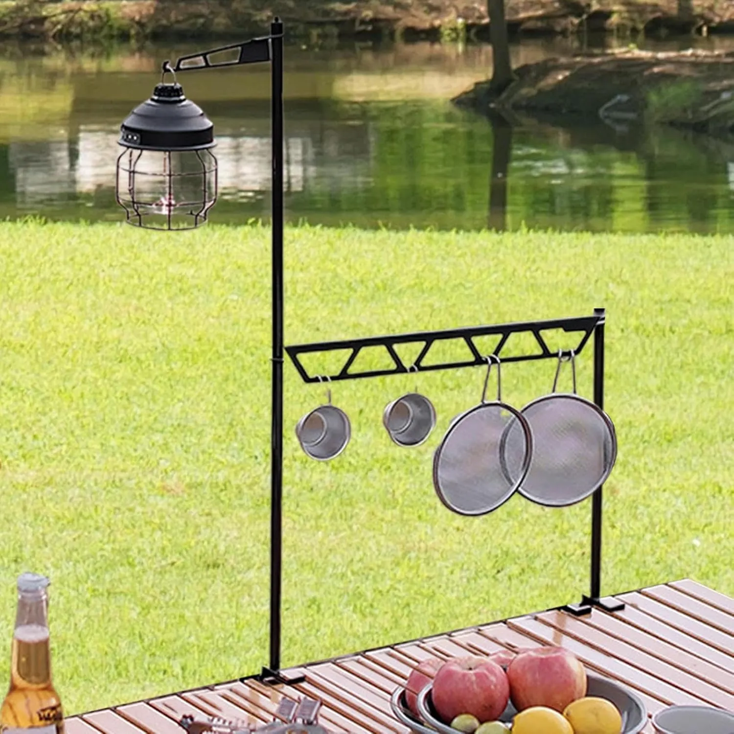 Camping Cookware Shelf - Tabletop Cookware Storage Rack | Metal Cutlery Holder, Portable Removable Tool Organizer for Camping Picnic BBQ Outdoor Fishing