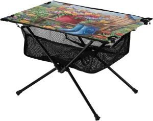 Camping Table Lightweight Portable Folding Table with Mesh Storage Net Flower Tube Boots Ideal for Camping Hiking Beach Picnic Travel Backyard