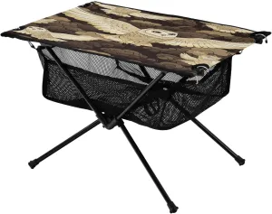 Camping Table Lightweight Portable Folding Table with Mesh Storage Net Owl Dark Clouds Ideal for Camping Hiking Beach Picnic Travel Backyard