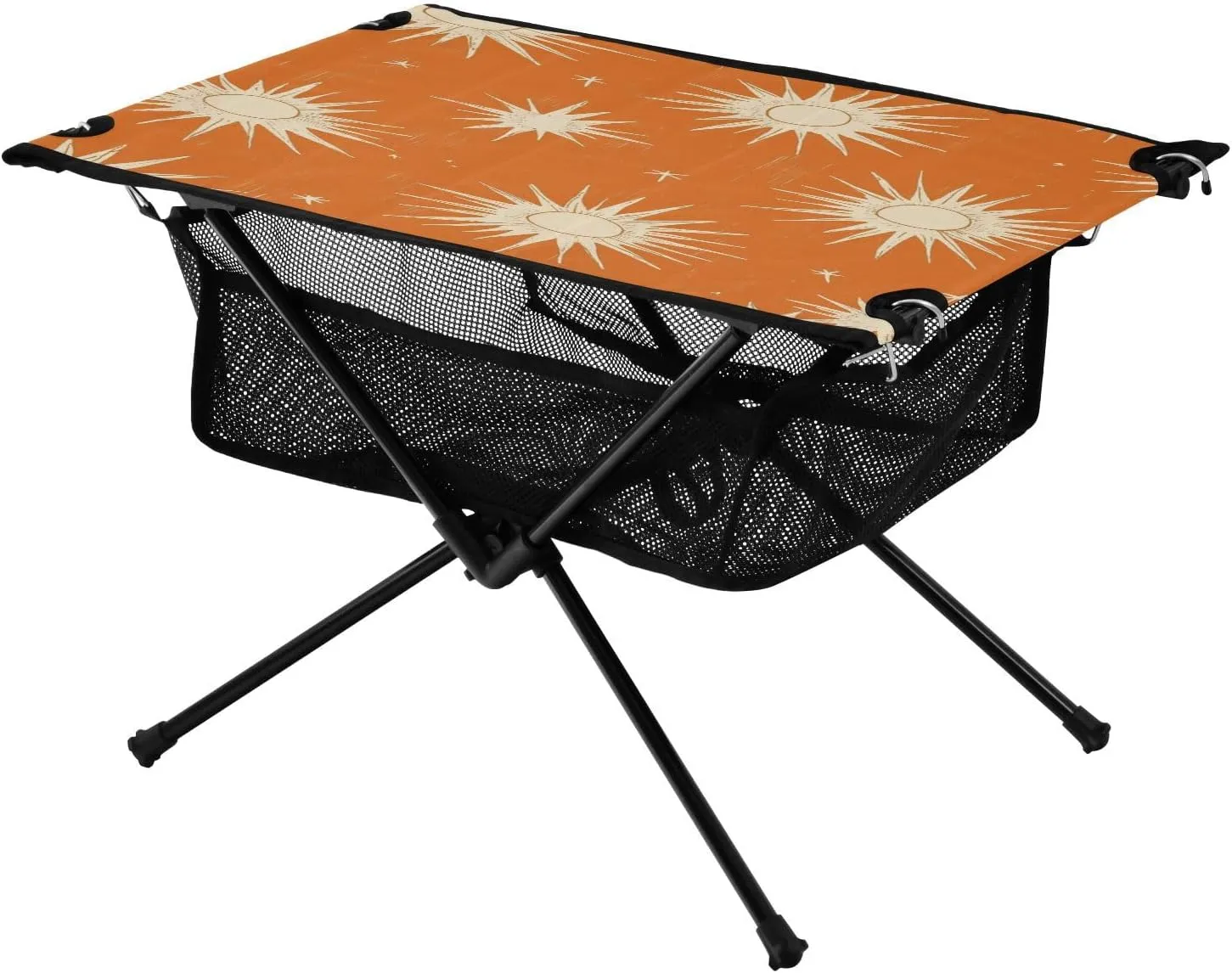 Camping Table Lightweight Portable Folding Table with Mesh Storage Net Star Moon Orange Ideal for Camping Hiking Beach Picnic Travel Backyard