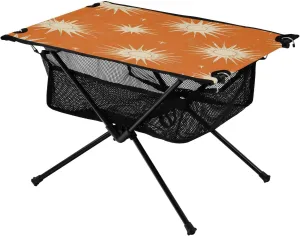 Camping Table Lightweight Portable Folding Table with Mesh Storage Net Star Moon Orange Ideal for Camping Hiking Beach Picnic Travel Backyard
