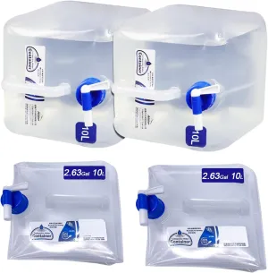 Camping Water Jug with Spigot (2.6 & 4 & 5.3 Gallon), BPA-Free Food-Grade LDPE Collapsible Water Container, Emergency Water Storage with Patented Leak-Proof Design for Hiking, Survival Gear & Outdoor