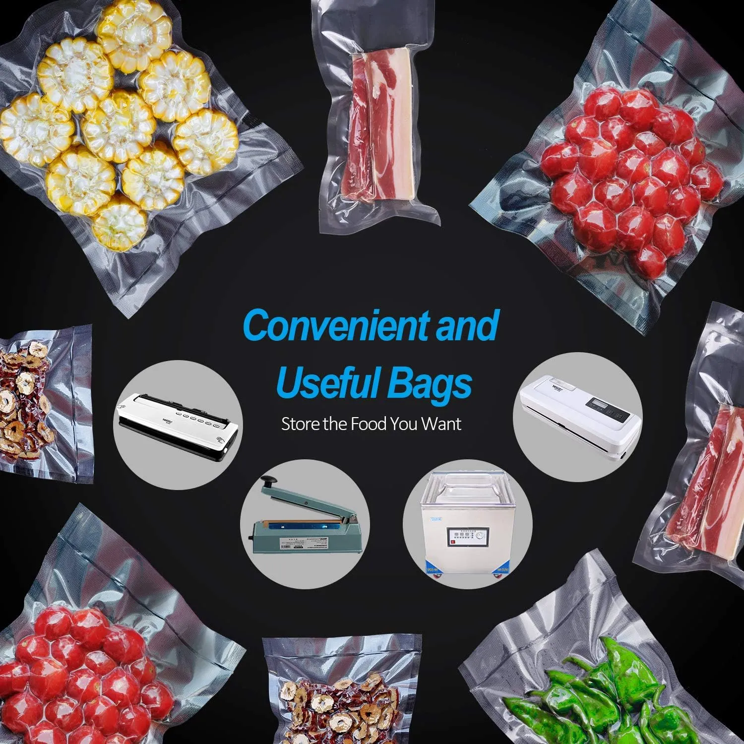 CANLENPK 6×10Inch/15x25cm Vacuum Sealer Bags,Pint SizePrecut Food Storage Bag,Seal Meal Snack Fruit Nut etc,Boil Steam Heat Freeze Safe,Commercial Grade Heavy Duty Sealable Sous Vide Bags(100PCS)
