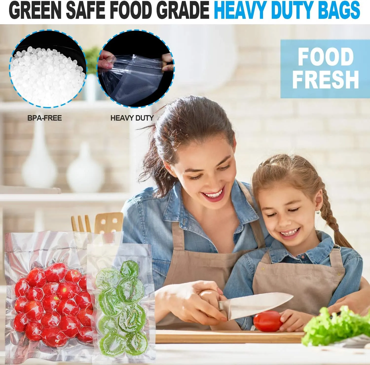 CANLENPK 6×10Inch/15x25cm Vacuum Sealer Bags,Pint SizePrecut Food Storage Bag,Seal Meal Snack Fruit Nut etc,Boil Steam Heat Freeze Safe,Commercial Grade Heavy Duty Sealable Sous Vide Bags(100PCS)