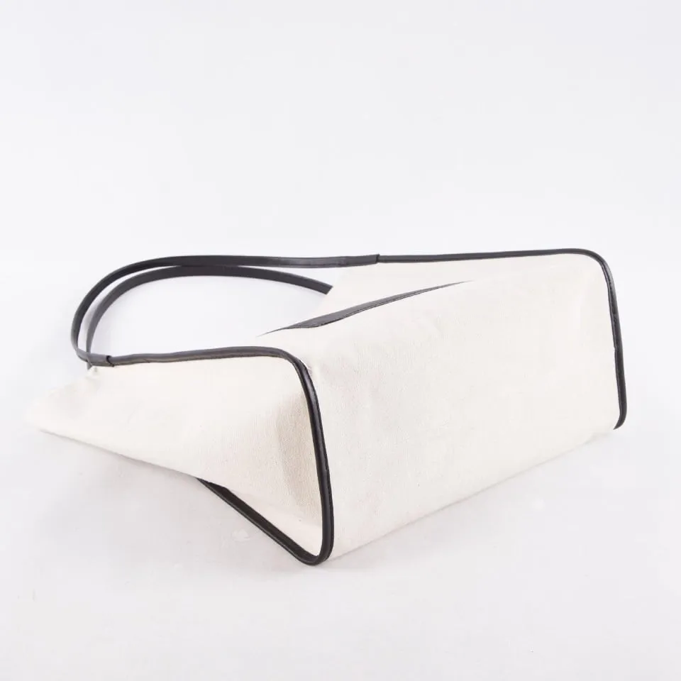 Canvas Large Tote Bag | Handbag with Top Grain Cow Leather Hand Strap
