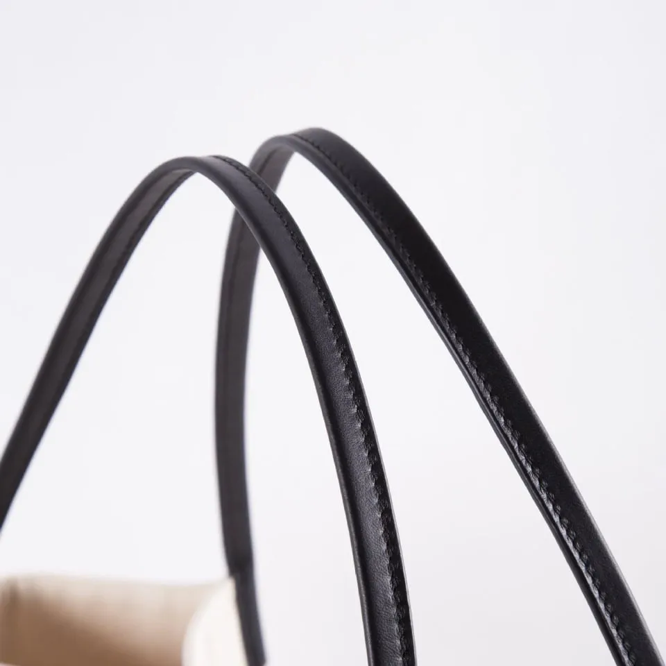 Canvas Large Tote Bag | Handbag with Top Grain Cow Leather Hand Strap