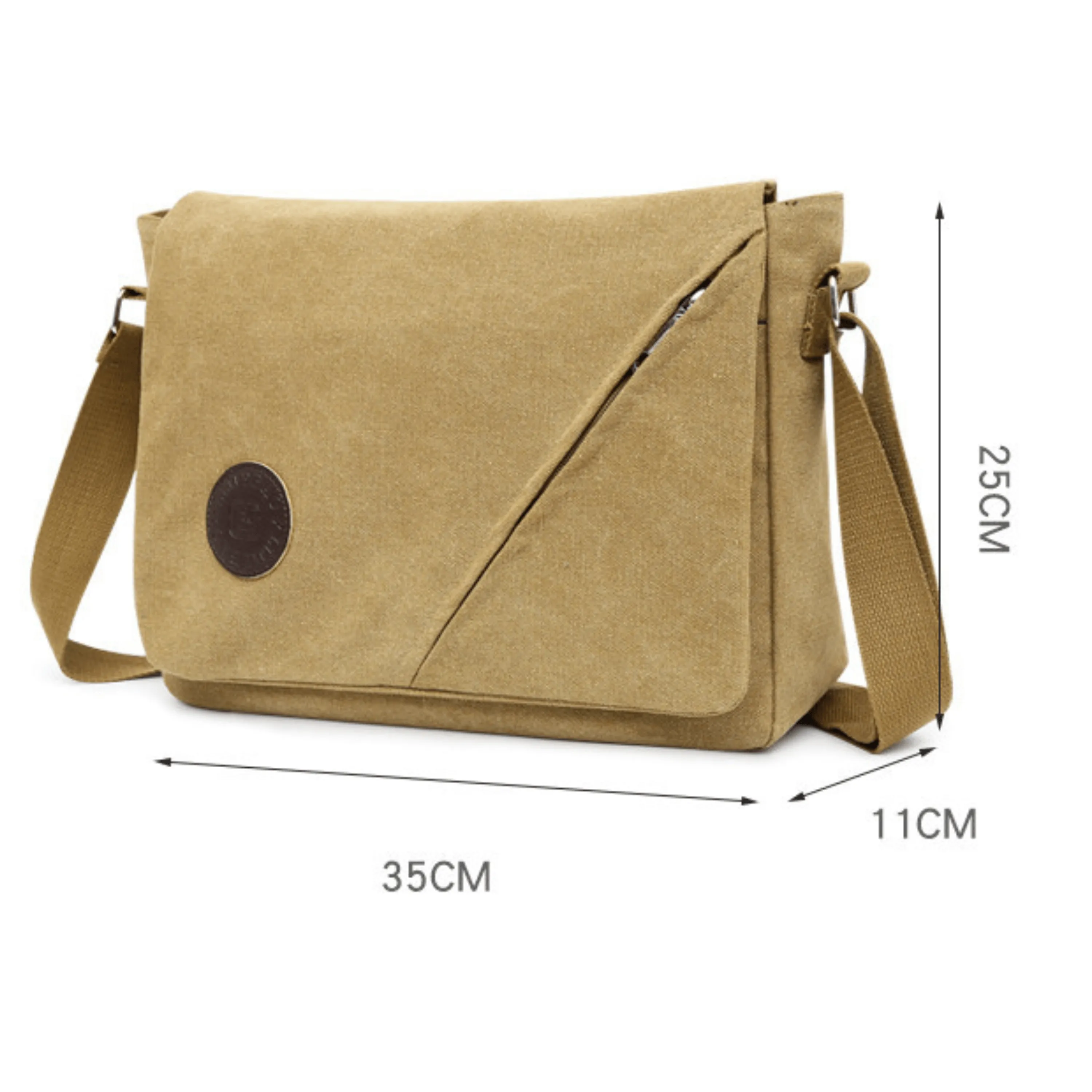 Canvas Messenger Bag and Satchel with Front Flap Zipper