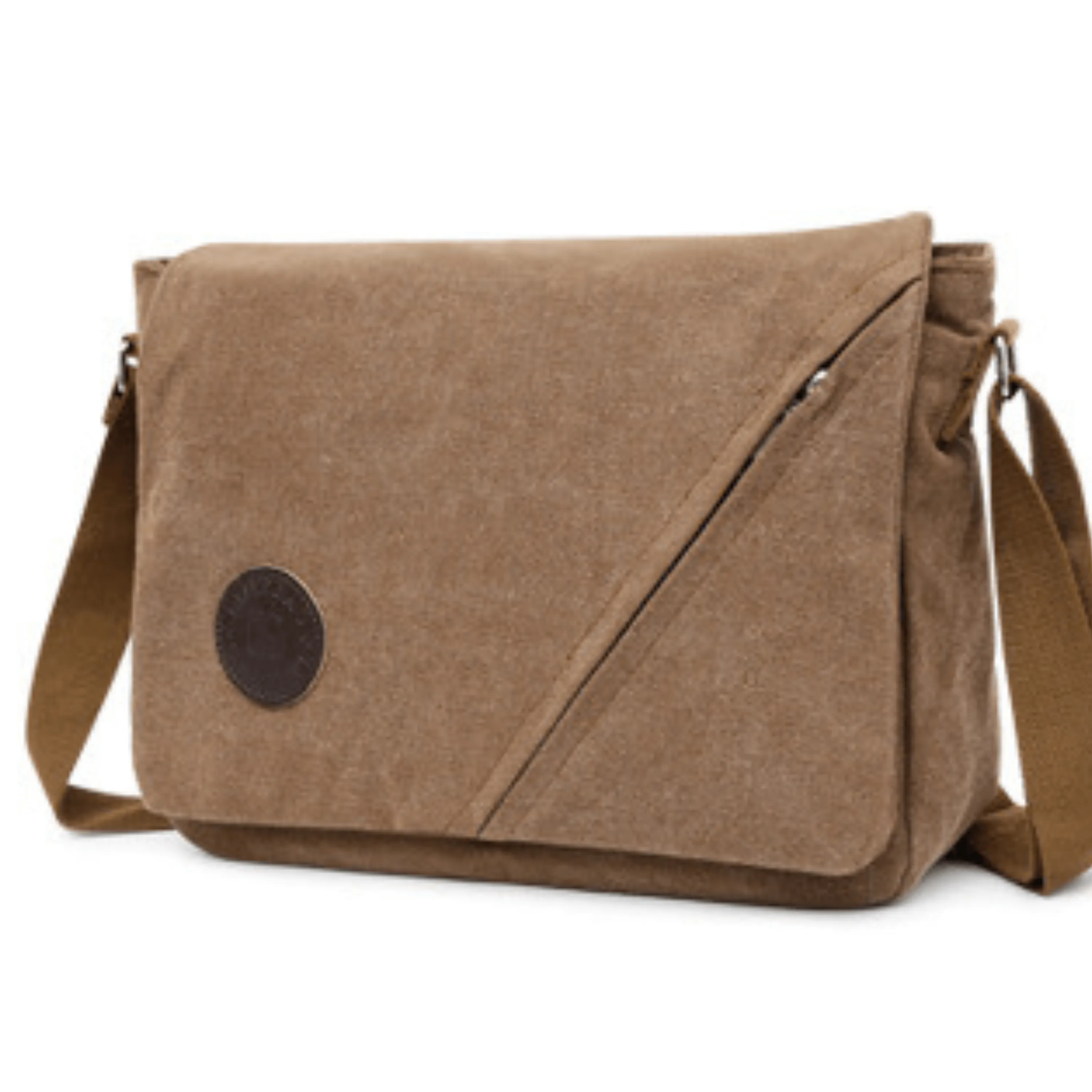 Canvas Messenger Bag and Satchel with Front Flap Zipper