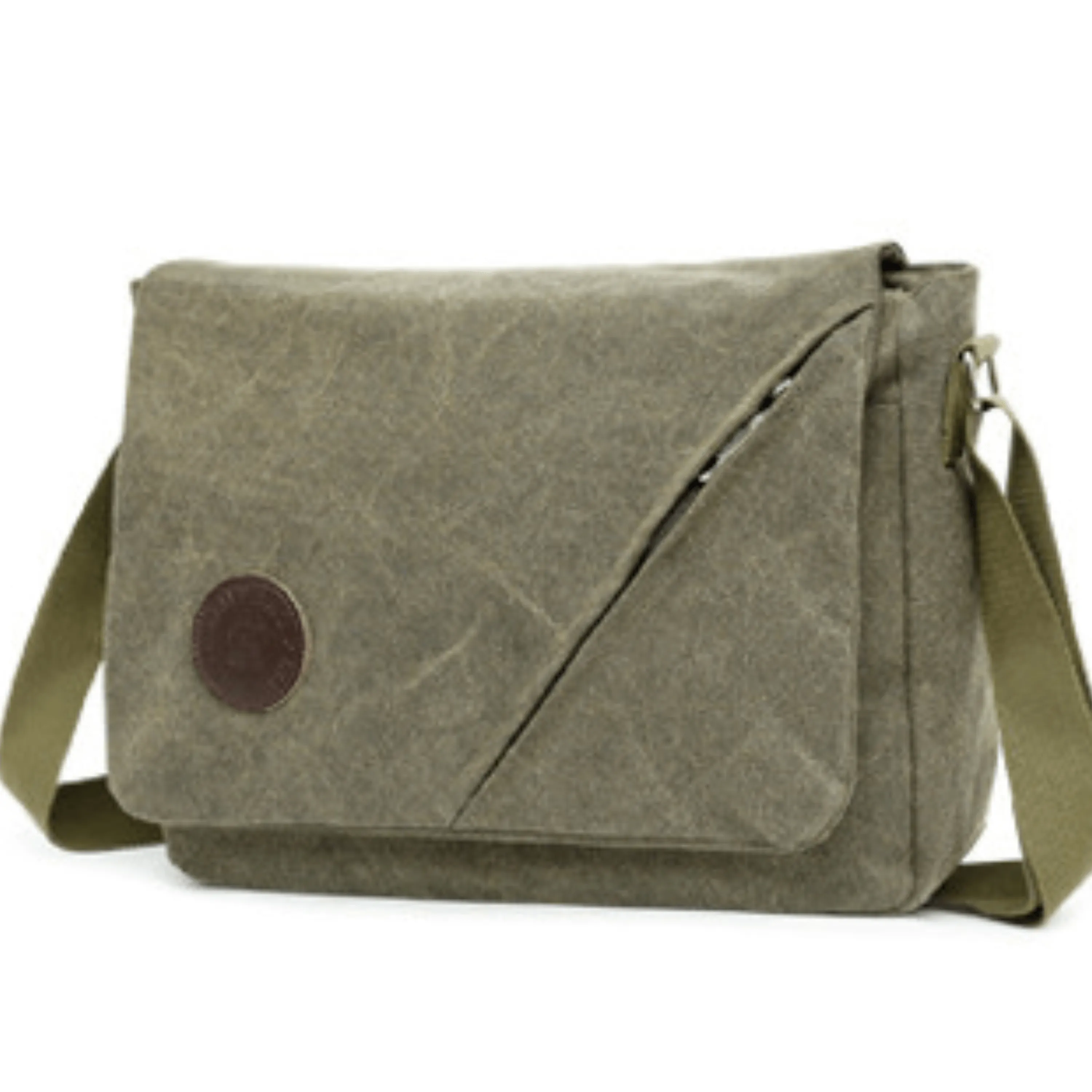 Canvas Messenger Bag and Satchel with Front Flap Zipper