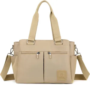 Canvas Tote Bag with Multi Pocket for Women Crossbody Shoulder Bag for Work Travel Handbag