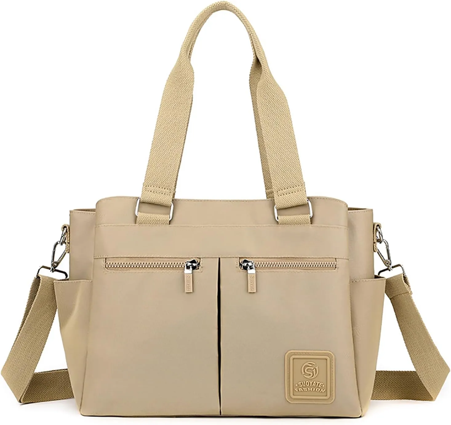 Canvas Tote Bag with Multi Pocket for Women Crossbody Shoulder Bag for Work Travel Handbag