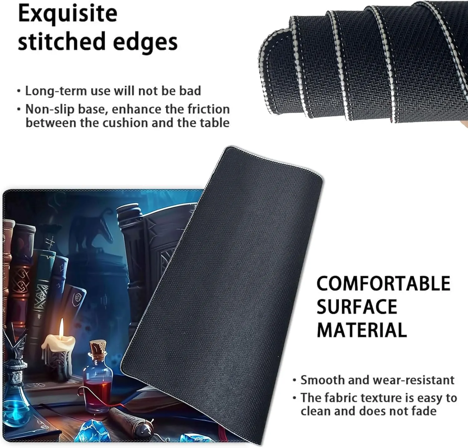 Card Game Playmat for MTG & TCG, 24x14 inch Non-Slip Magic Playmat, Durable Rubber Surface, Ideal for Card Games & Board Games, Portable with Storage Bag, Magic Cat