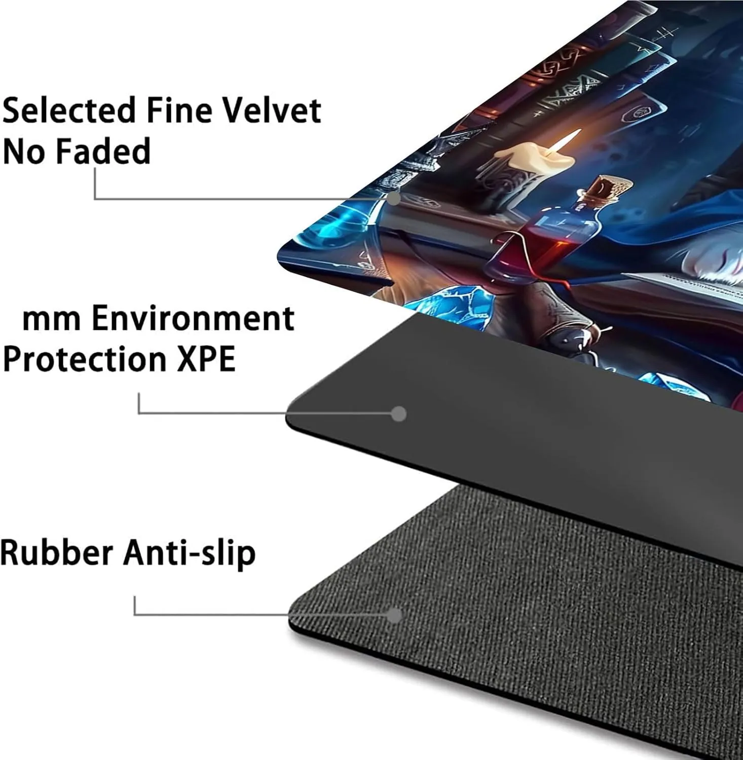 Card Game Playmat for MTG & TCG, 24x14 inch Non-Slip Magic Playmat, Durable Rubber Surface, Ideal for Card Games & Board Games, Portable with Storage Bag, Magic Cat