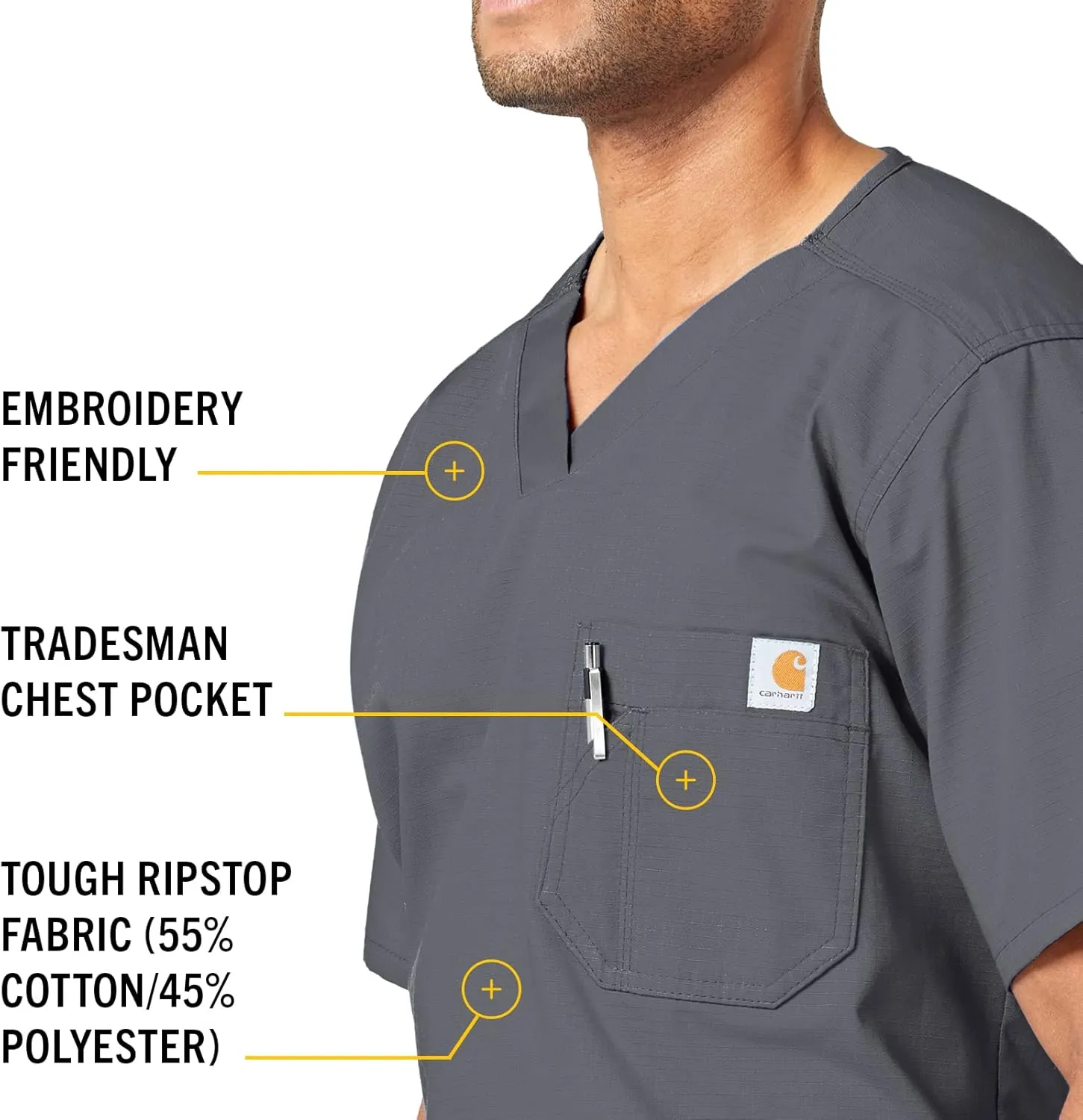 Carhartt Men's Ripstop Men's Utility Scrub Top